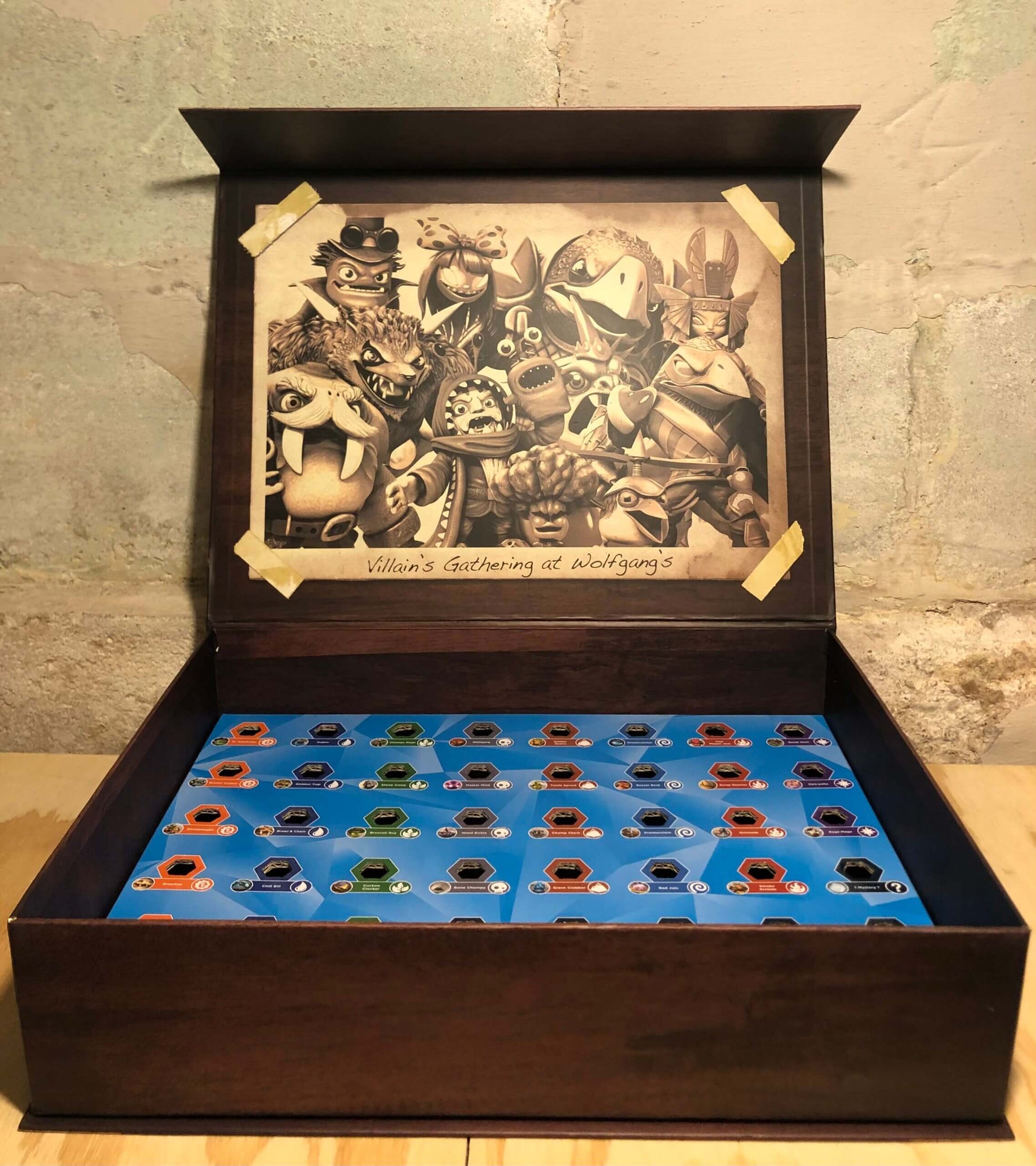 Storage case for villain traps. European artwork "Villain's Gathering at Wolfgang's"