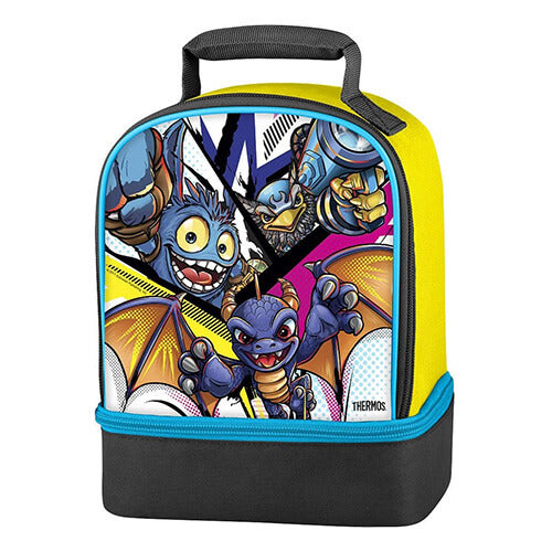 Dual Compartment Thermos Brand Insulated Lunch Box featuring Skylanders Pop Fizz, Spyro, and Jet-Vac